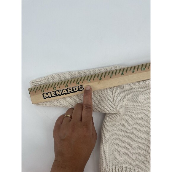 Vtg. Chunky Knit Rosette Granny Cottage Minimalist Button Cardigan Cotton 18 Mo - Picture 4 of 8